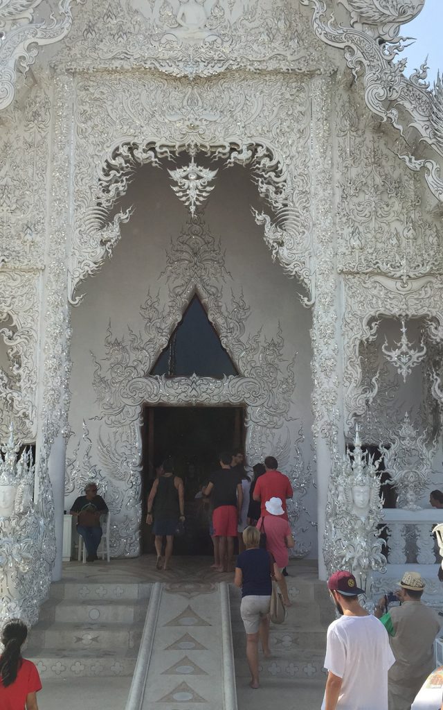 Wat Rong Khun in Laos. Slow boat from Thailand to Laos