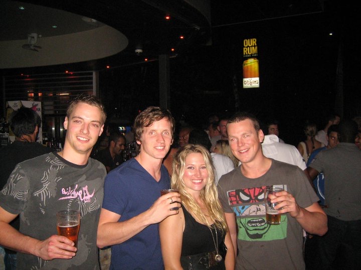 David Simpson with a girl and two guys partying in Cairns. Leaving for my second solo adventure
