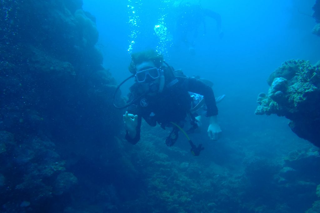 David Simpson diving in The Great Barrier Reef. Diving The Great Barrier Reef