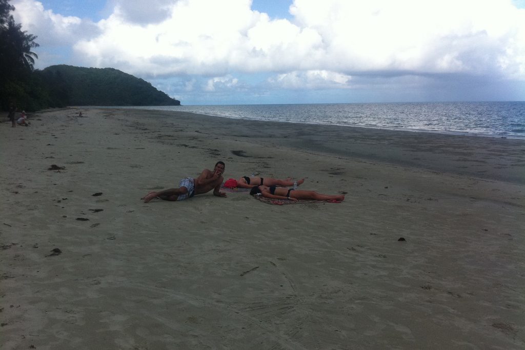 A guy and two girls on the beach in Cape Tribulation. Leaving for my second solo adventure