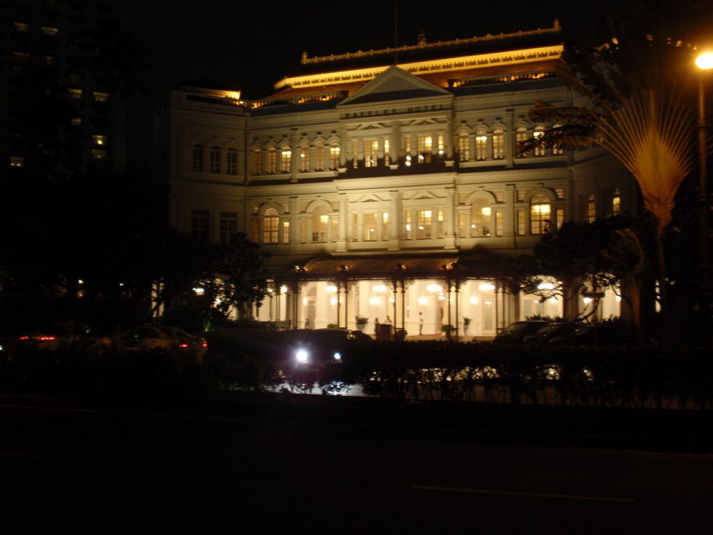 Raffles Hotel in Singapore. Leaving for my second solo adventure
