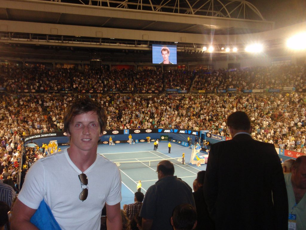 David Simpson at the Australian Open Final. Sneaking into the Australian Open Final