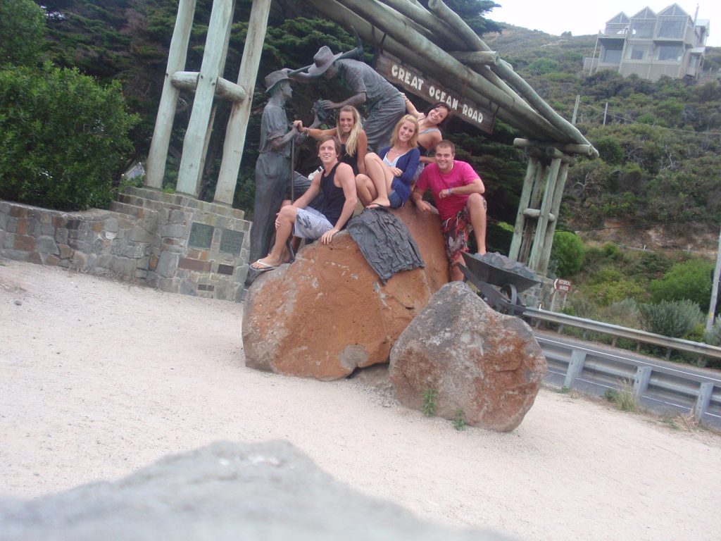 David Simpson and the gang at The Great Ocean Road in Australia. Rescued in the middle of the desert