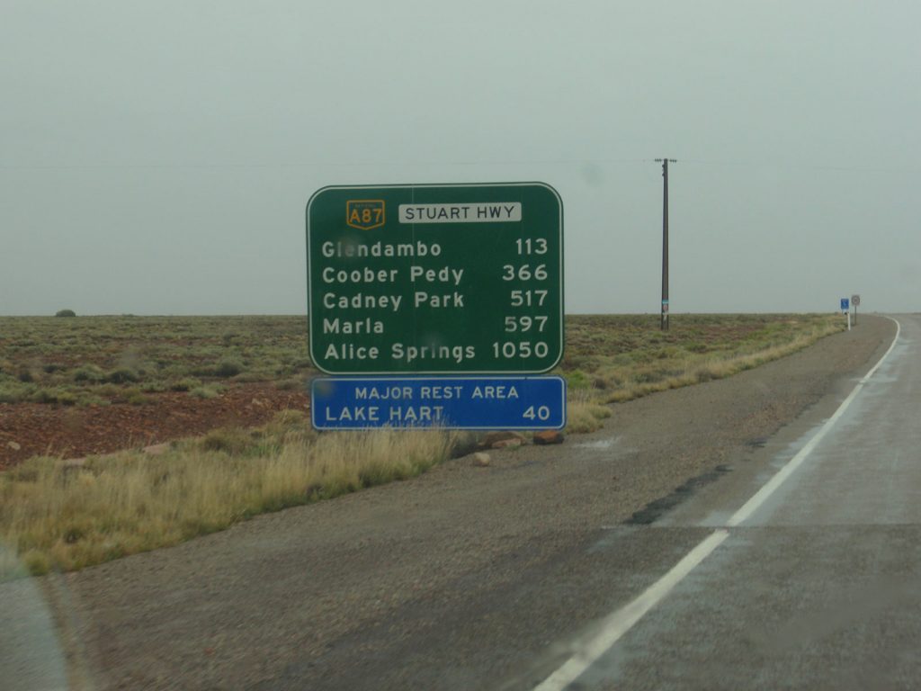 Stuart Highway sign in Australia. Rescued in the middle of the desert