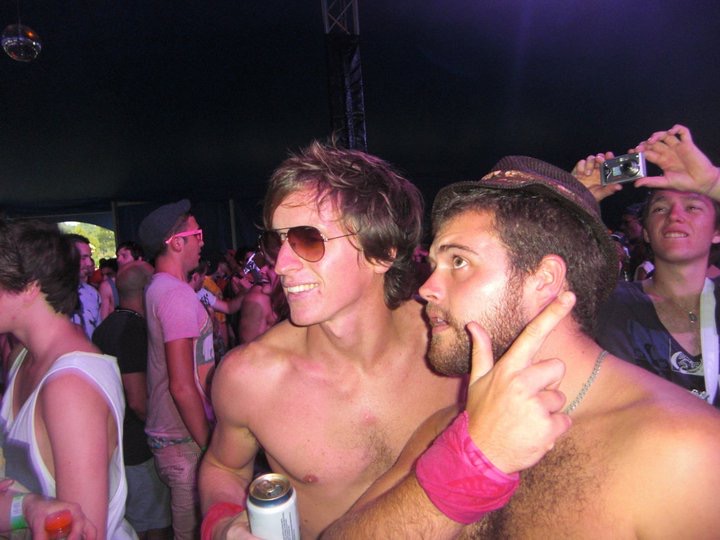 David Simpson with a guy in Future Music Festival in Melbourne in Australia. Three months of the best in Melbourne