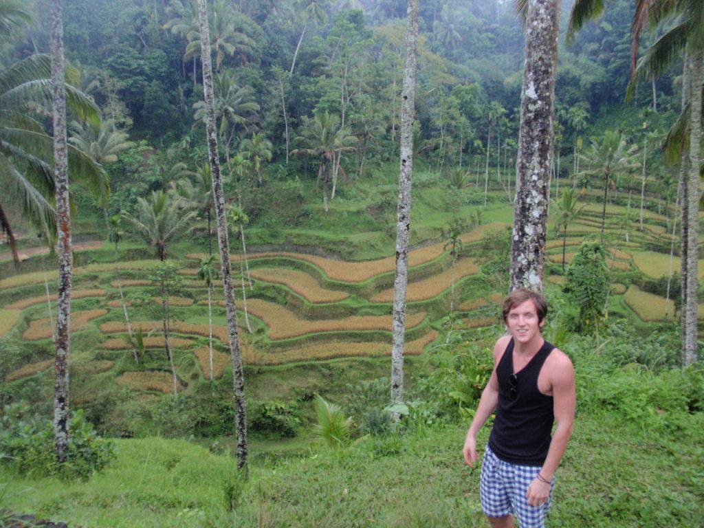 David Simpson and the rice terraces in Bali. My first taste of Asia