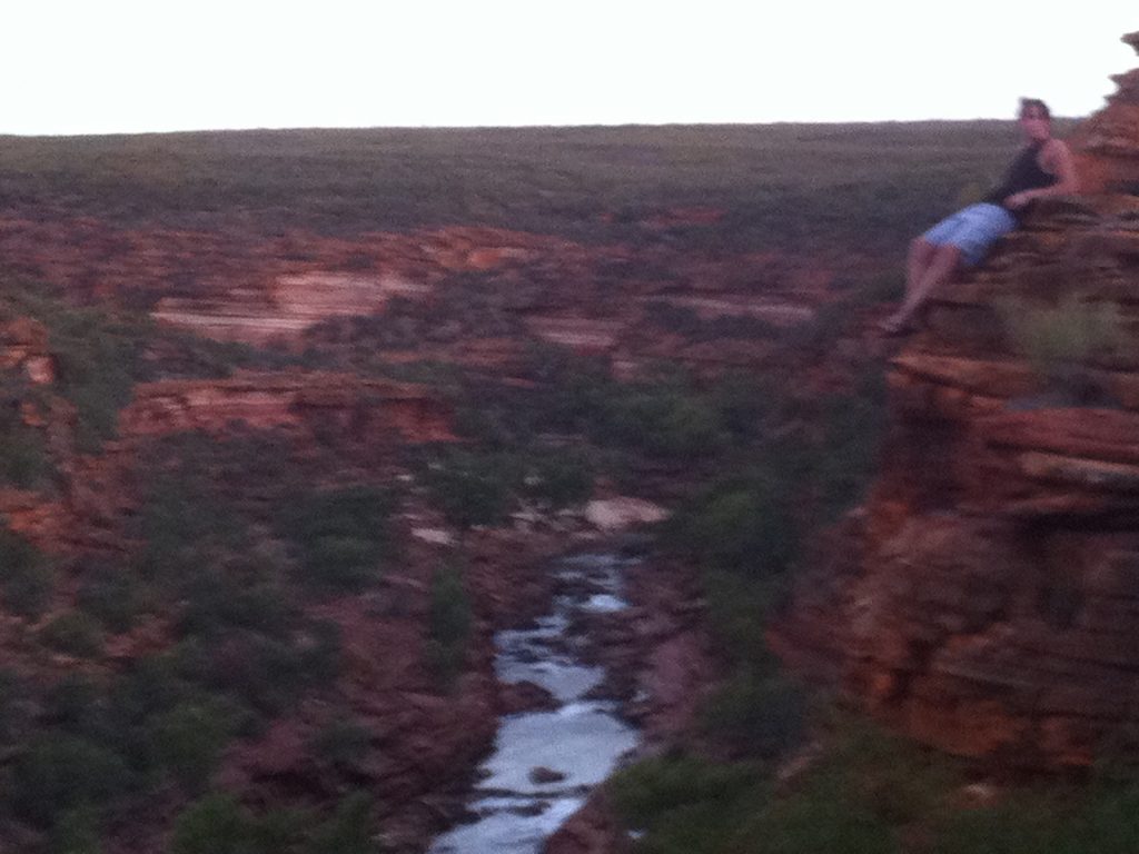 David Simpson looking out over the river at the national park in West Coast, Australia. Hitting a cow on the west coast road trip