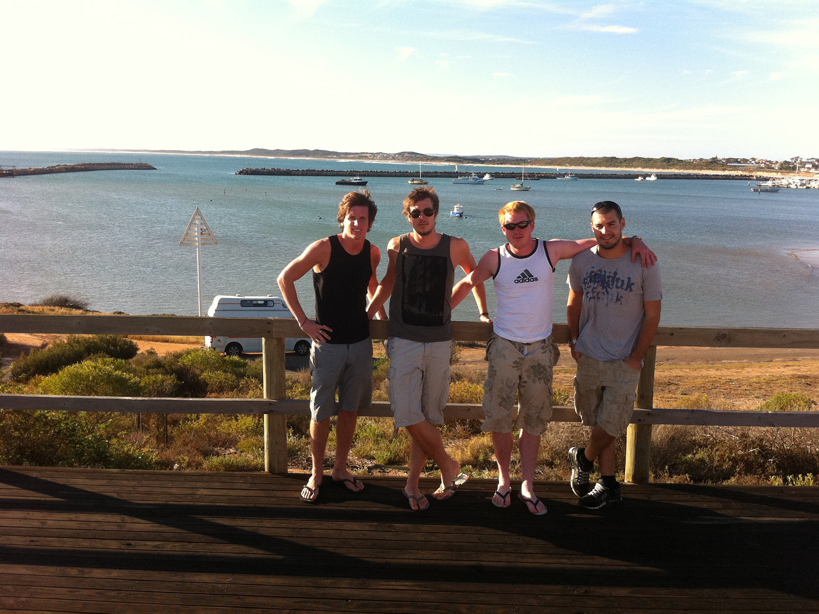 David Simpson and three guys in West Coast, Australia. Hitting a cow on the west coast road trip