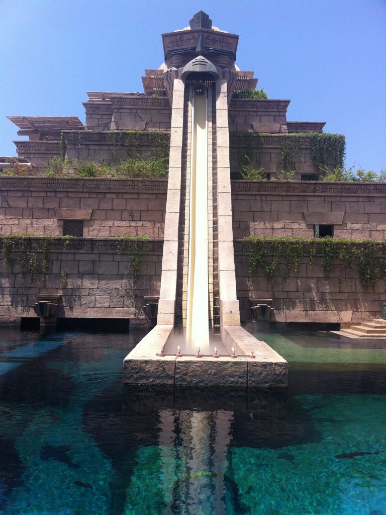 Mayan Temple water slide in Dubai. Staying on the palm in Dubai