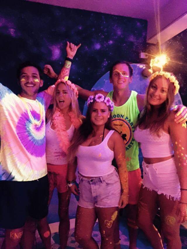 David Simpson and the gang at the Full Moon party in Koh Phangan, Thailand. Popping my full moon cherry