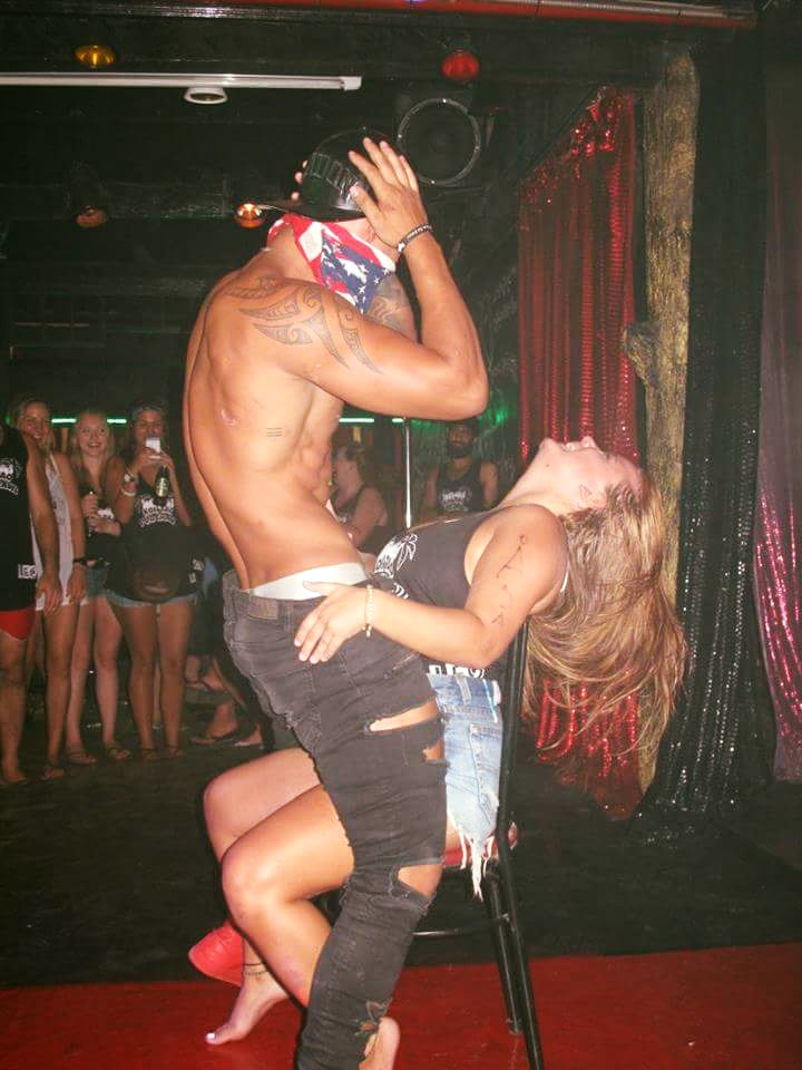 Girl given a lap dance in Koh Tao, Thailand. All you need to know about South East Asia's biggest pub crawl