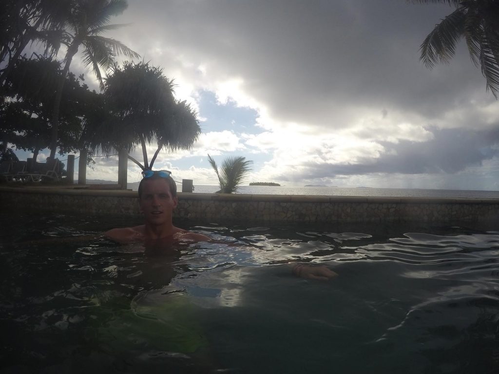 David Simpson in a pool in Beachcomber Island, Fiji. Beachcomber island