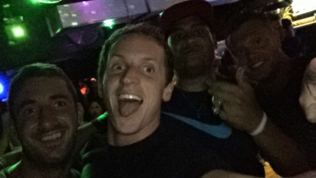 David Simpson with friends at a club in Auckland, New Zealand. Drinking with a Tongan in Auckland
