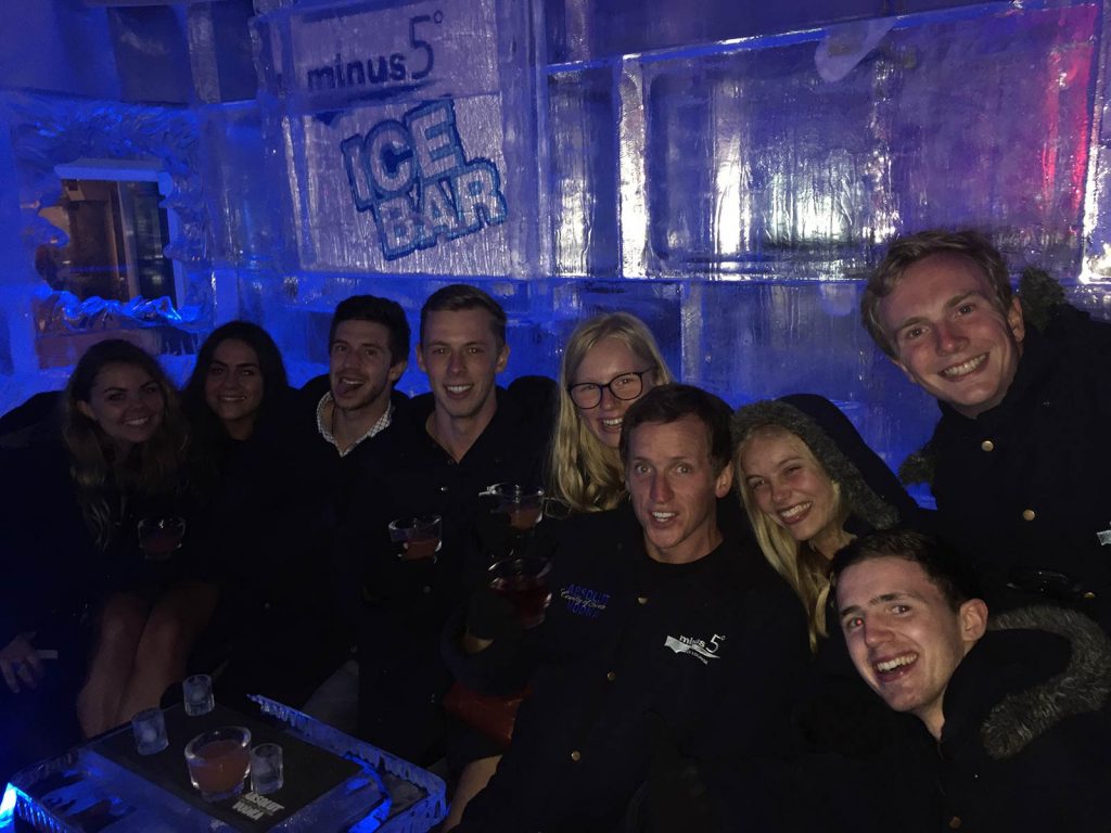 David Simpson and friends at the Ice Bar in New Zealand. The most famous burger in the world