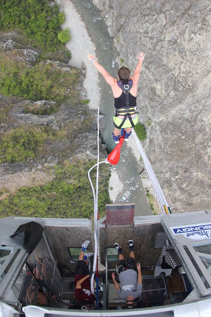 David Simpson jumping the Nevis Bungee jump in New Zealand. A Hangover & the 134M Nevis Bungee jump