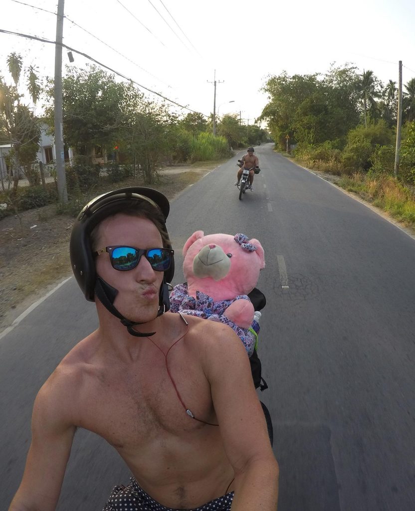 David Simpson and friend traveling by motorbike in Ho Chi Minh, Vietnam. Stabbings & tunnels in Ho Chi Minh