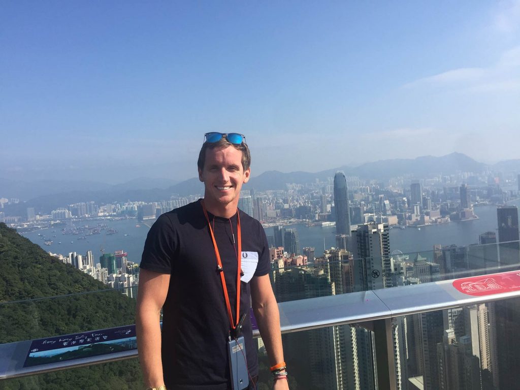 David Simpson at Victoria Peak in HK. The return of my luggage in Hong Kong