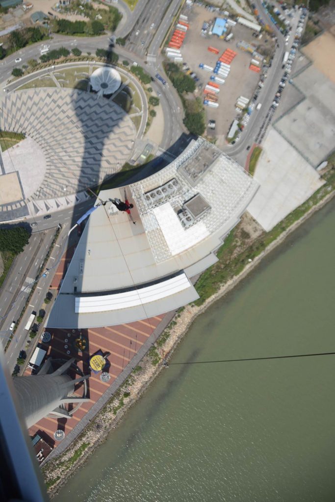 David Simpson jumping the bungee in Macau. The world's highest bungee