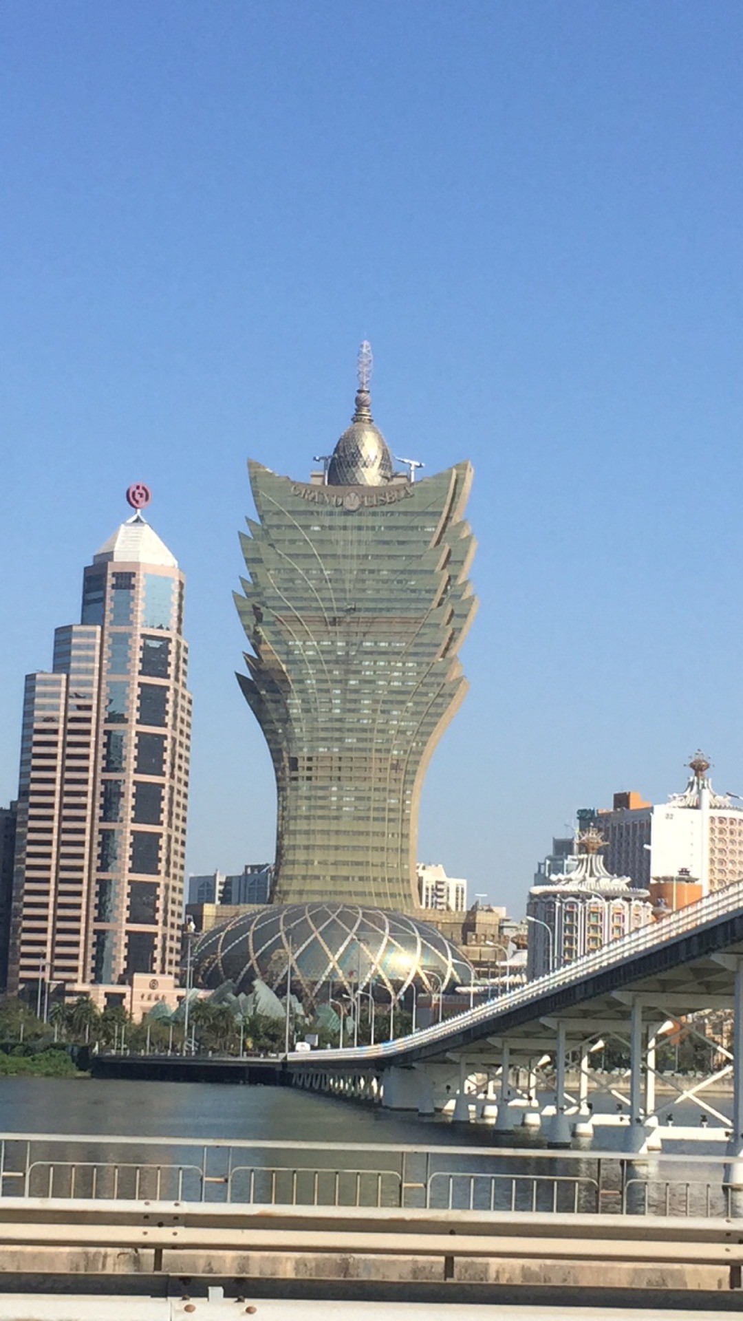 Grand Lisboa building in Macau. The world's highest tower climb