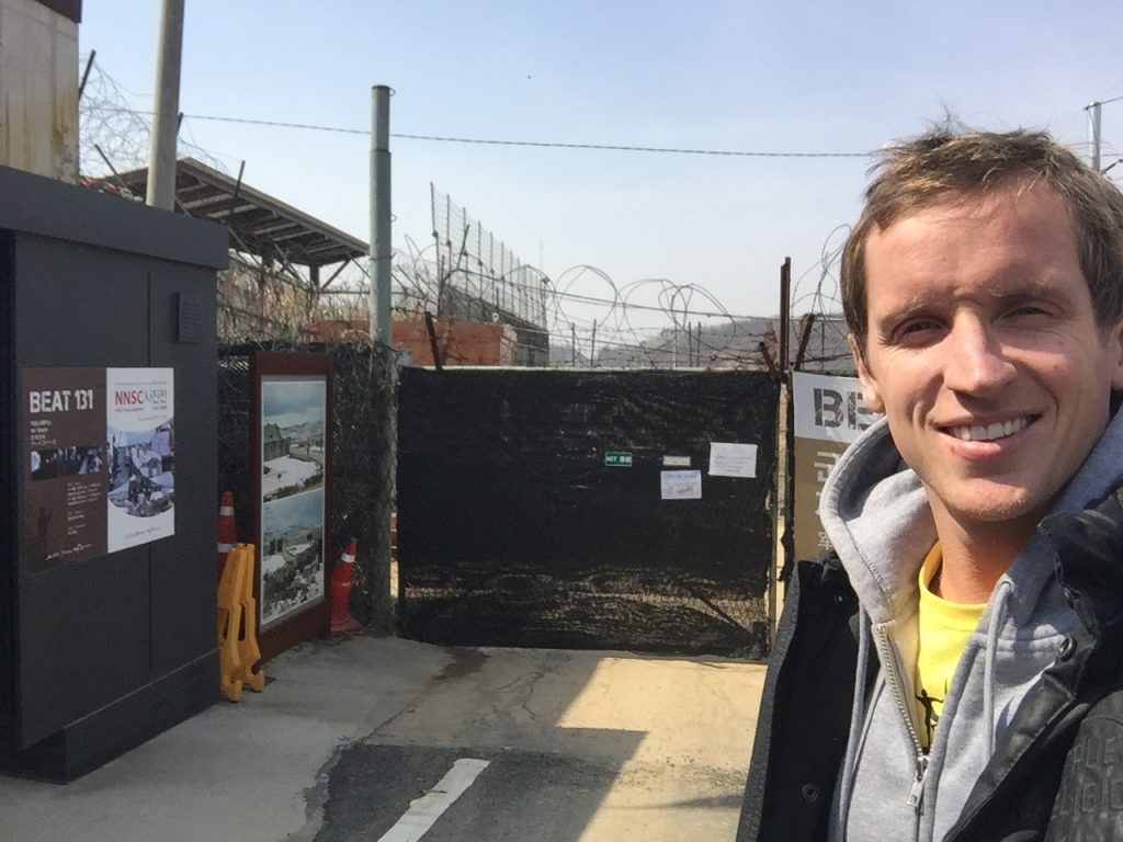David Simpson at closed road in DMZ, South Korea. The DMZ