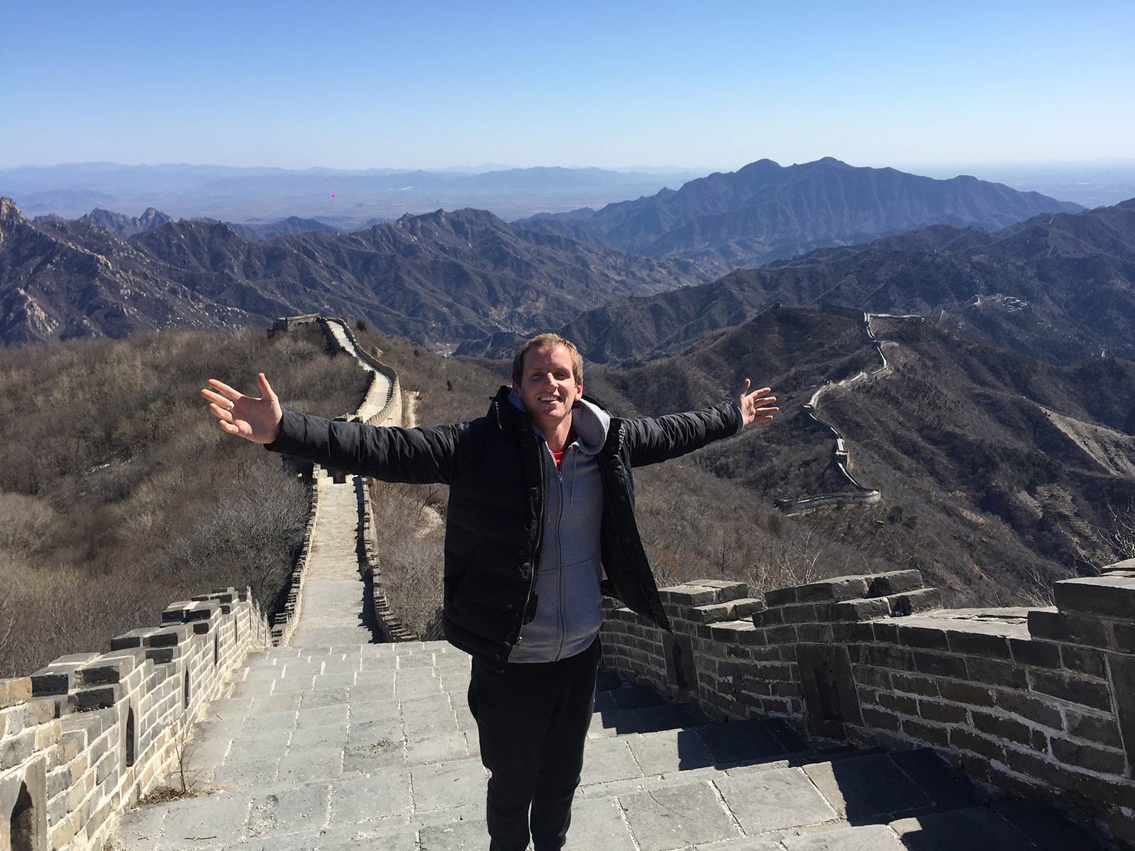 David Simpson at the Great Wall Of China in Beijing, China. China Reflection
