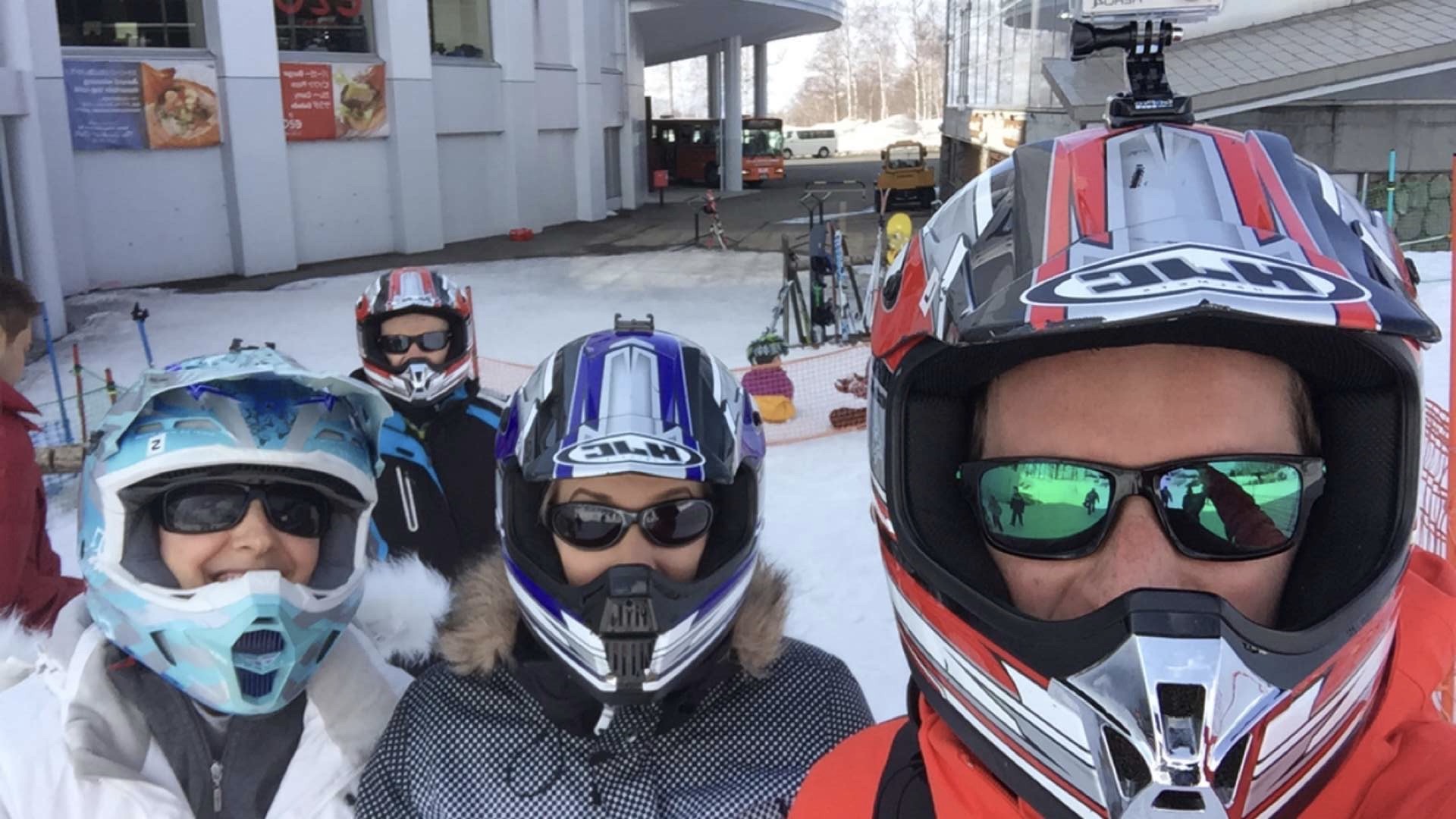 Riding snowmobile with the family in Niseko, Japan. Skiing & Snowmobiles in Niseko, Japan