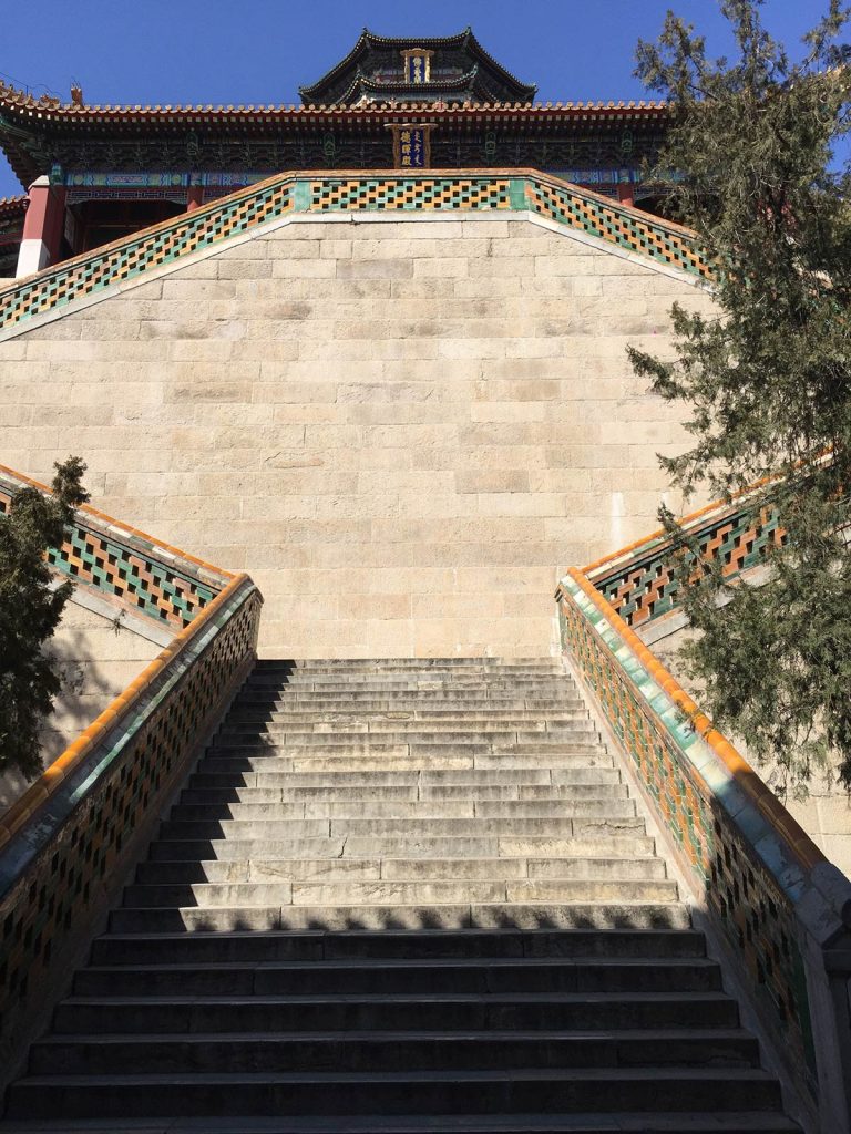 Stairs to the Summer Palace in Beijing, China. The Summer Palace