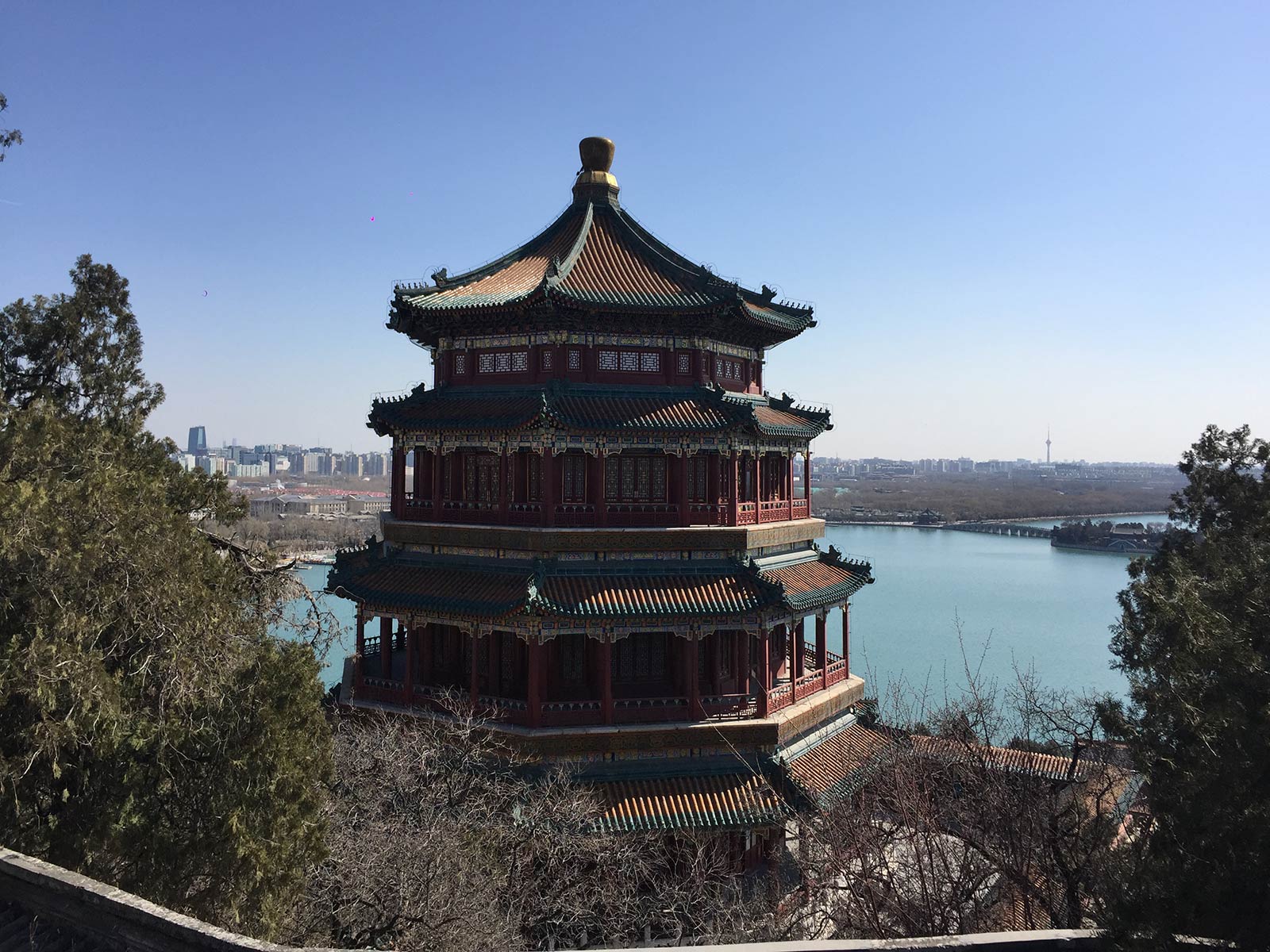 A tower in the Summer Palace in Beijing, China. The Summer Palace
