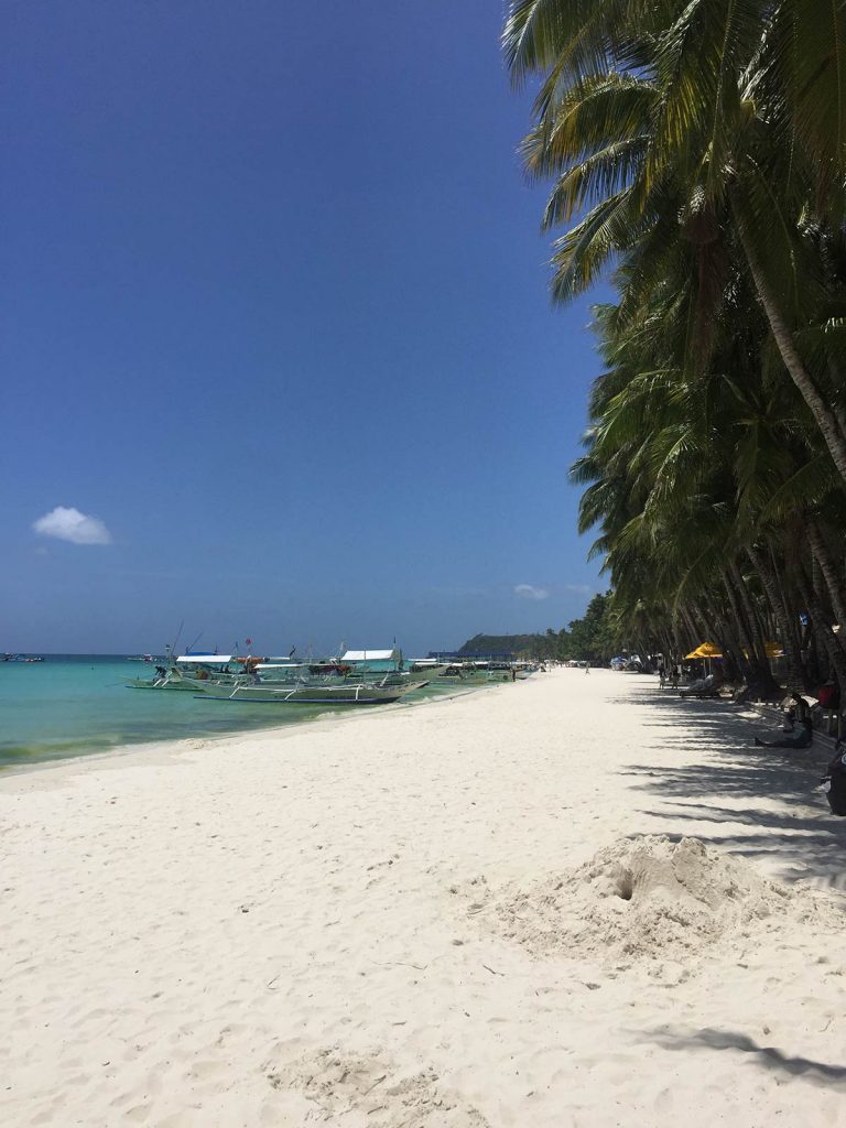 White sand beach in Boracay, Philippines. A week at the Shangri-La Resort, Boracay