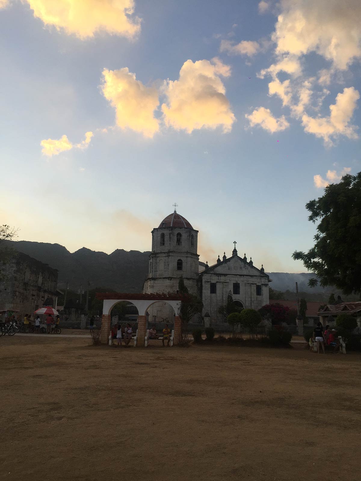 Local church during sunset in Oslob, Philippines. Regrettably swimming with Whale Sharks