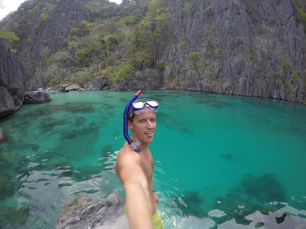David Simpson at Twin Lagoon in Coron, Philippines. Diving shipwrecks & stunning lagoons in Coron