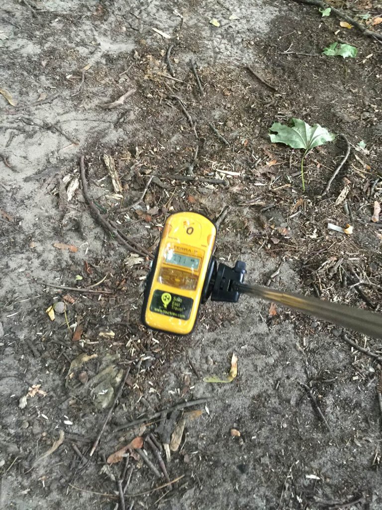 Geiger counter attached to selfie stick at Pripyat in Chernobyl, Ukraine The most dangerous attraction on earth