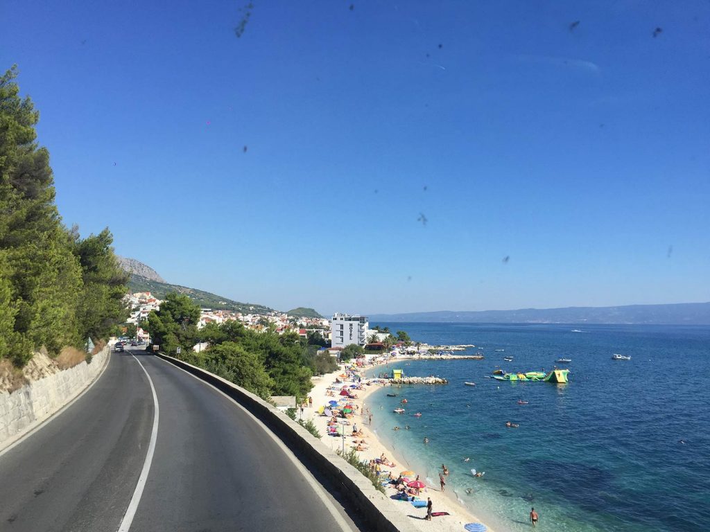 Beach along highway in Split, Croatia. My Balkans trip summed up in photos