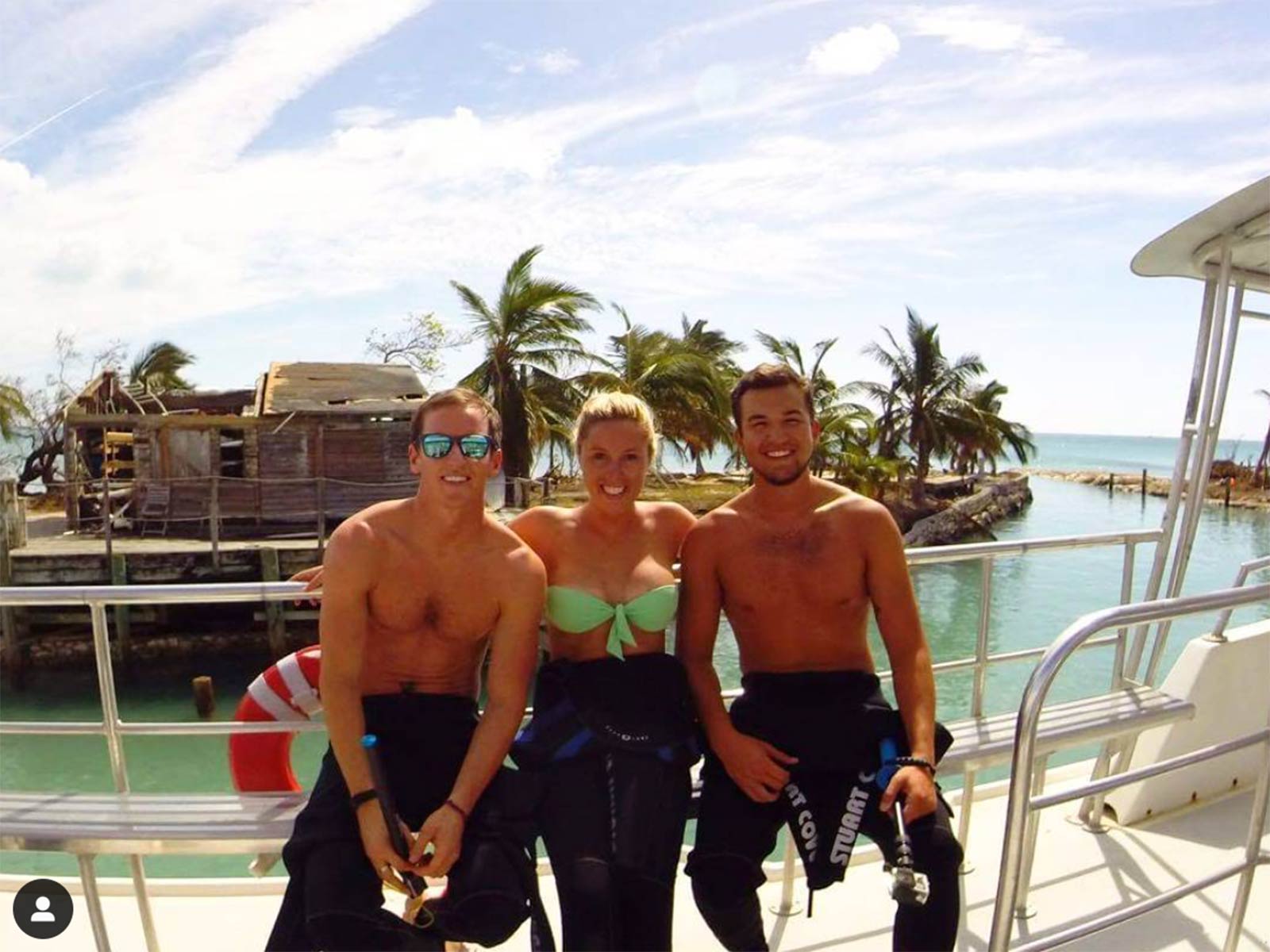 David Simpson and friends in the Bahamas. Diving with sharks in the Bahamas