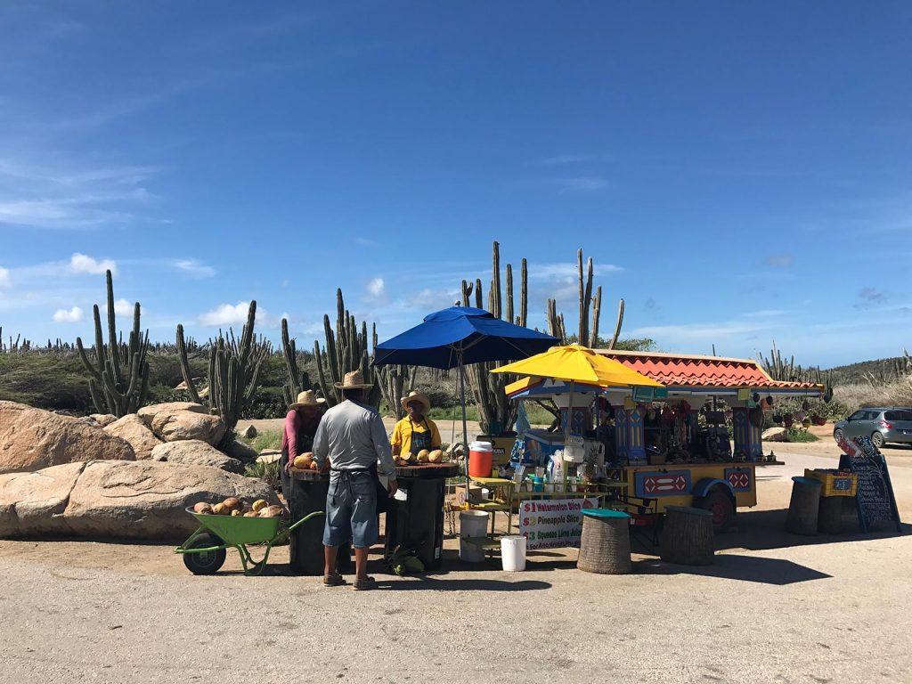 Food and fruit stalls in Aruba. Panama Canal & the last of Central America