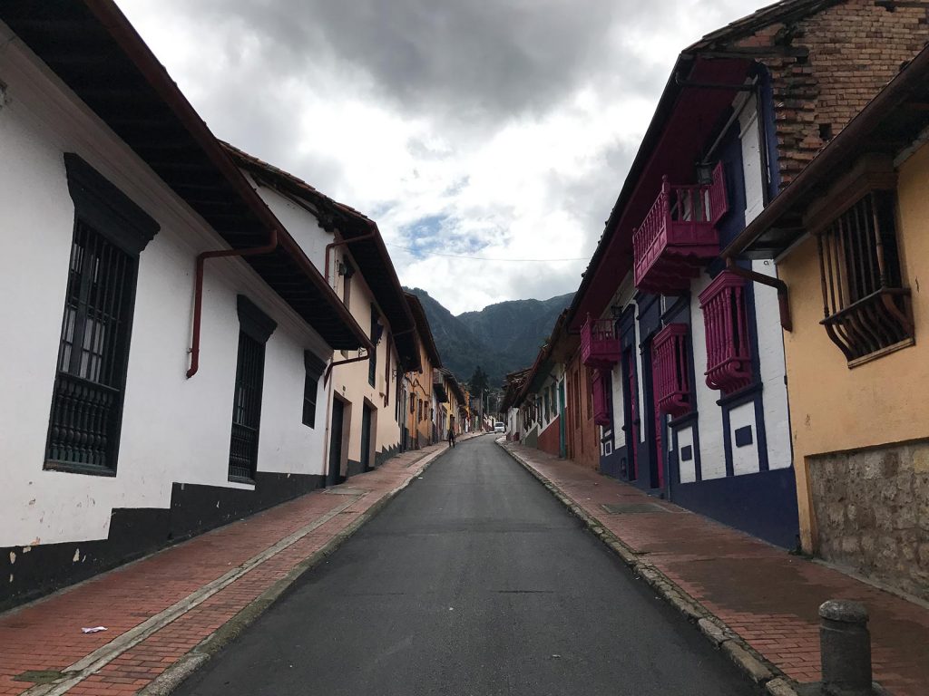 Beautiful houses and asphalt road in Bogota, Columbia. Panama Canal & the last of Central America
