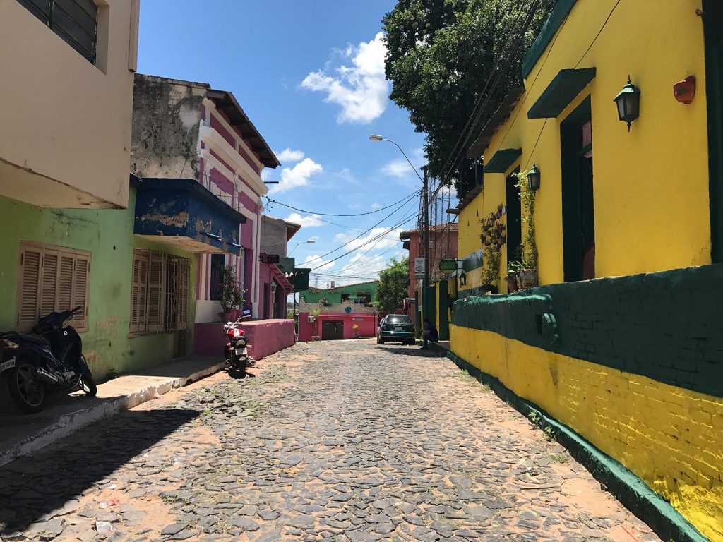 Cobblestone street at a neighborhood in Paraguay. The biggest derby in the world