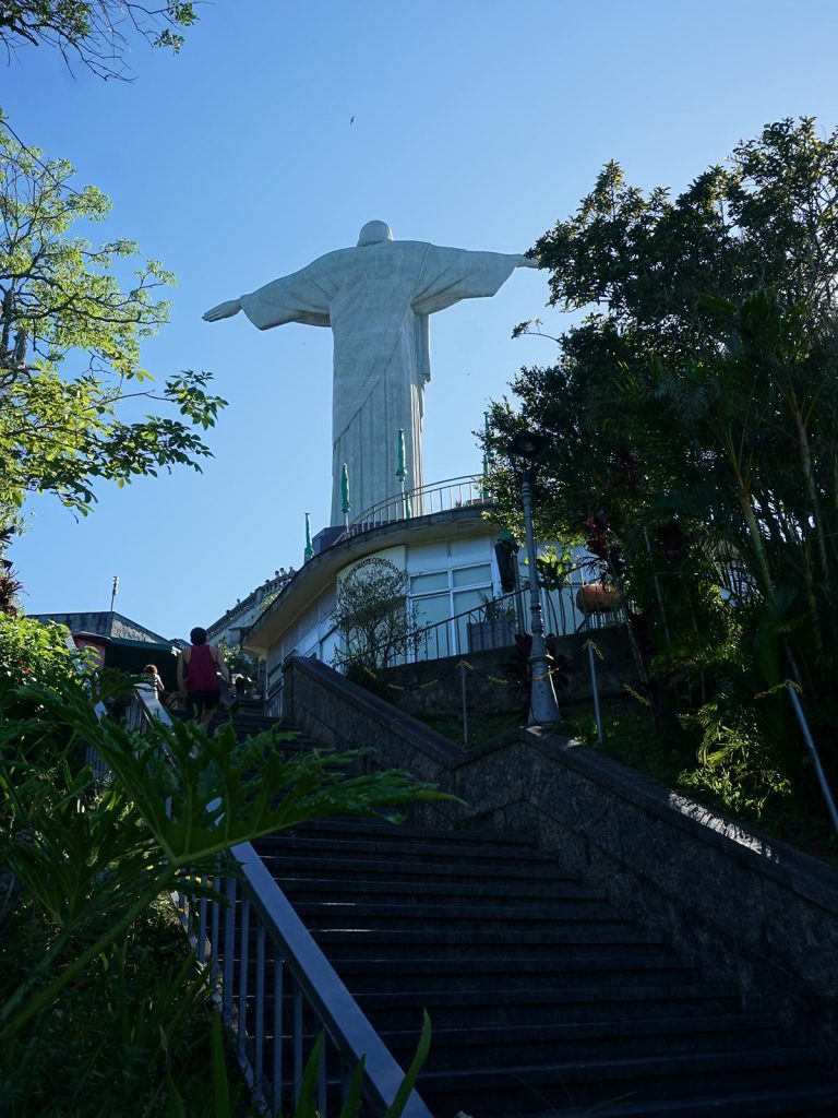 Stairway to Christ the Redeemer statue in Rio de Janeiro, Brazil. Friends, steak & Copacabana, a perfect Christmas in Rio