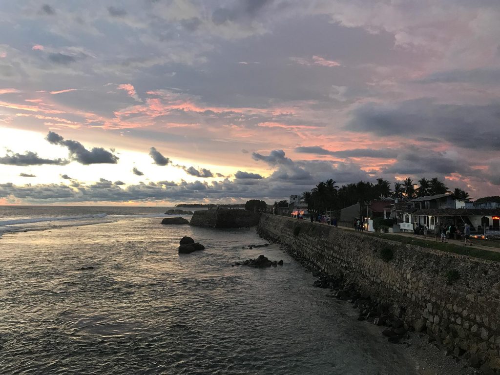 Sunset by the seawall in Galle, Sri Lanka. The Train Ride of a Lifetime pt3, Mirissa