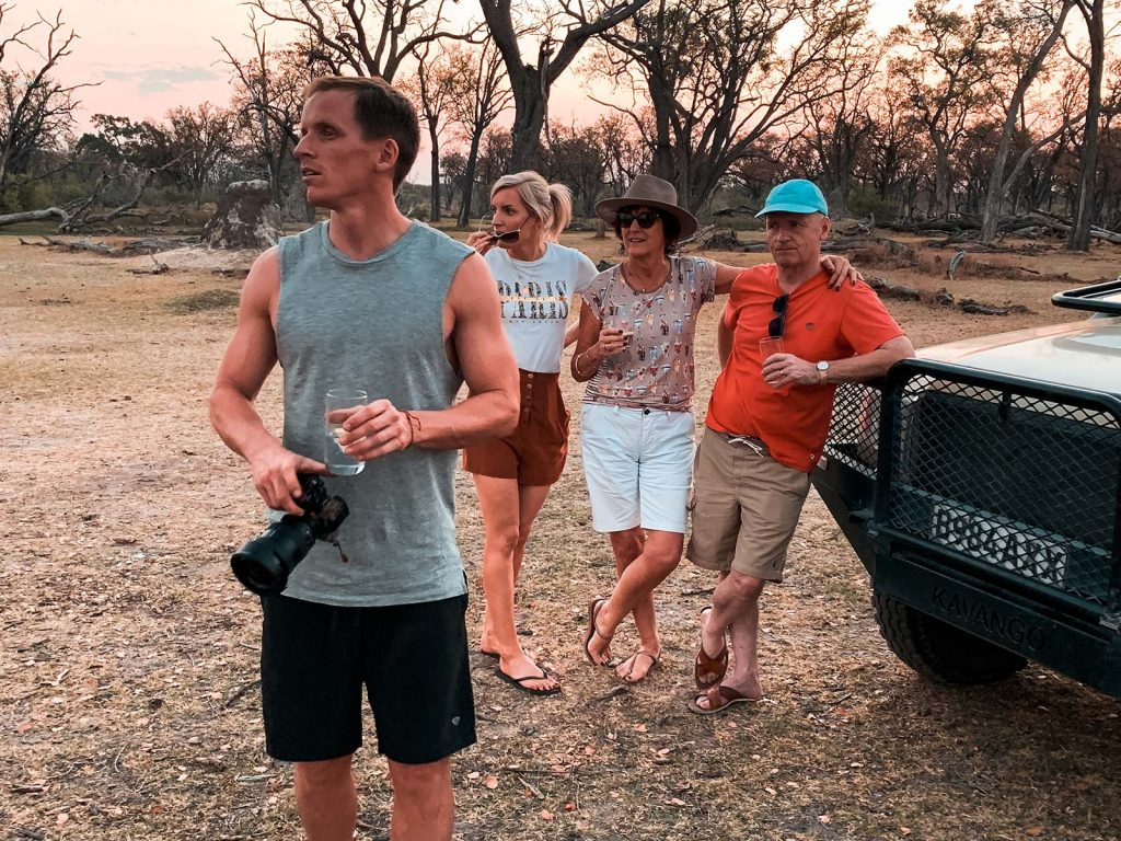 David Simpson and family in Botswana, Africa. A wild dog ambush