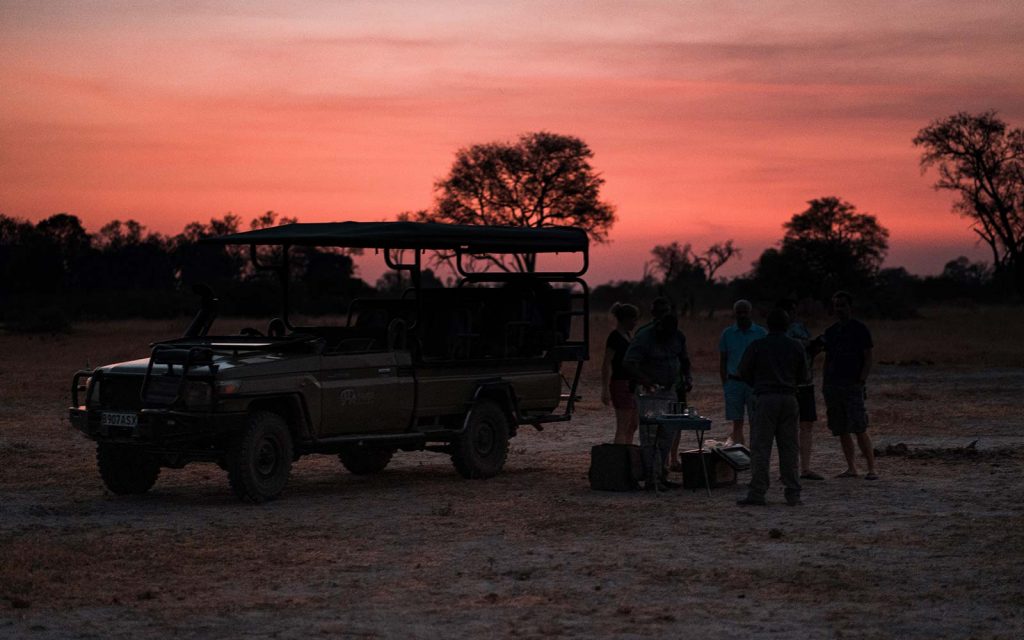 Sunset in Botswana, Africa. Cheetah, cubs & the most incredible dinner setting
