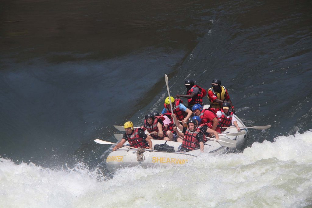 Shooting the rapids at Victoria Falls white water rafting in Zimbabwe, Africa. A bloodied nose, cracked rib and saving a life