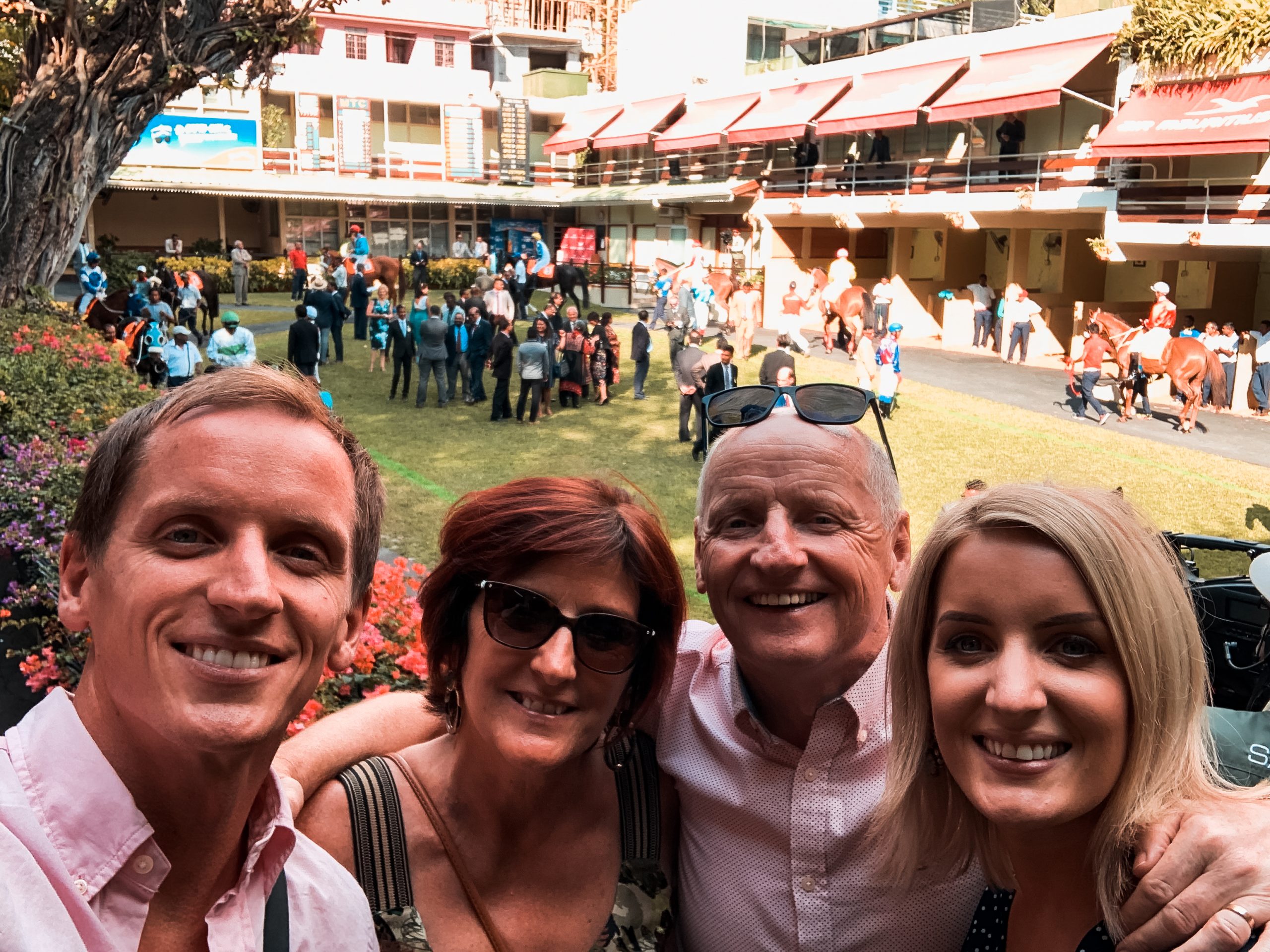 David Simpson and family horse racing at Champ de Mars in Mauritius, Africa. A day at Champ de Mars