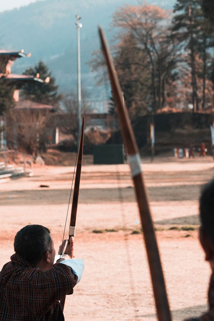 Archery in Bhutan. Wild dogs in Bhutan
