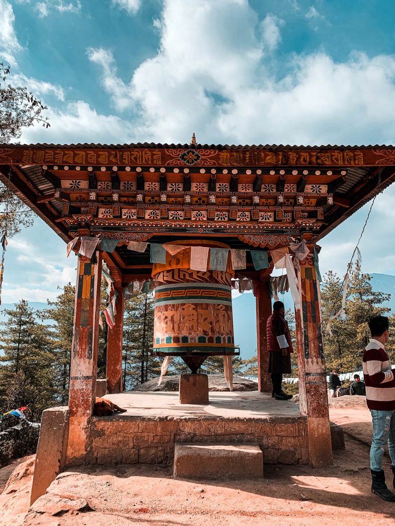 Big prayer wheel in Paro Taktsang in Bhutan. The Tiger's Nest, Bhutan & Thailand