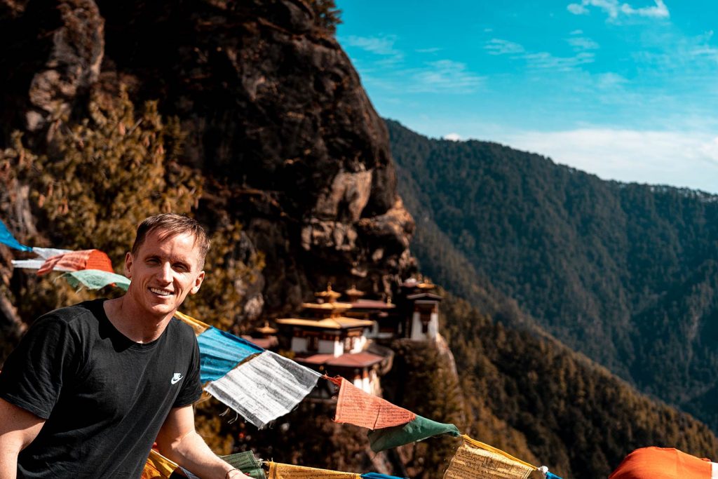 David Simpson and Paro Taktsang in Bhutan. The Tiger's Nest, Bhutan & Thailand
