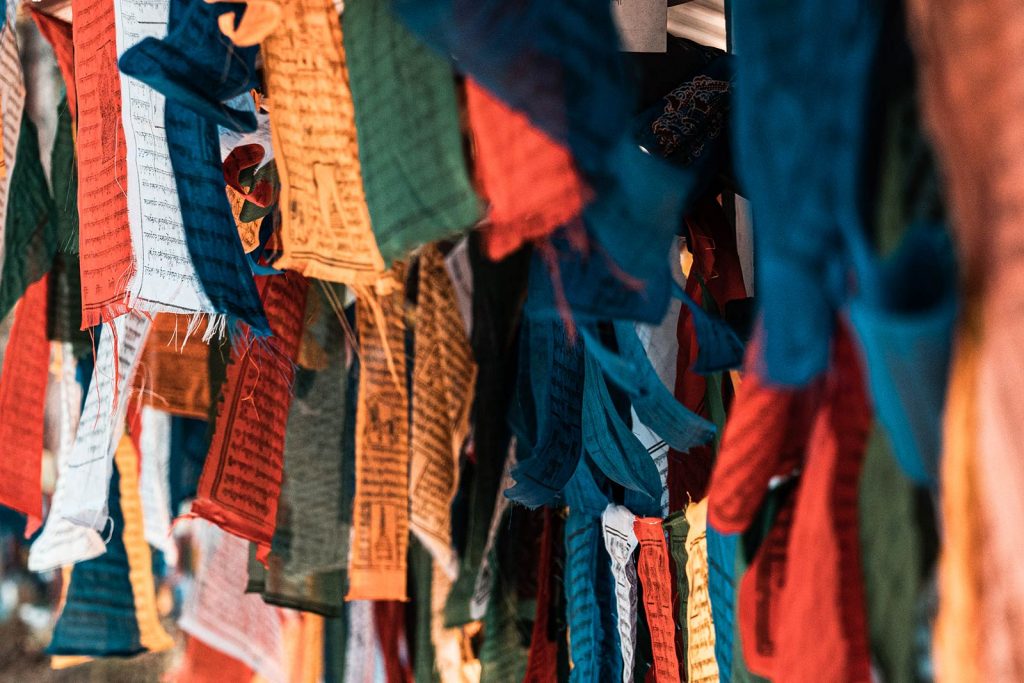 Prayer wishes written in fabric in Bhutan. The Tiger's Nest, Bhutan & Thailand