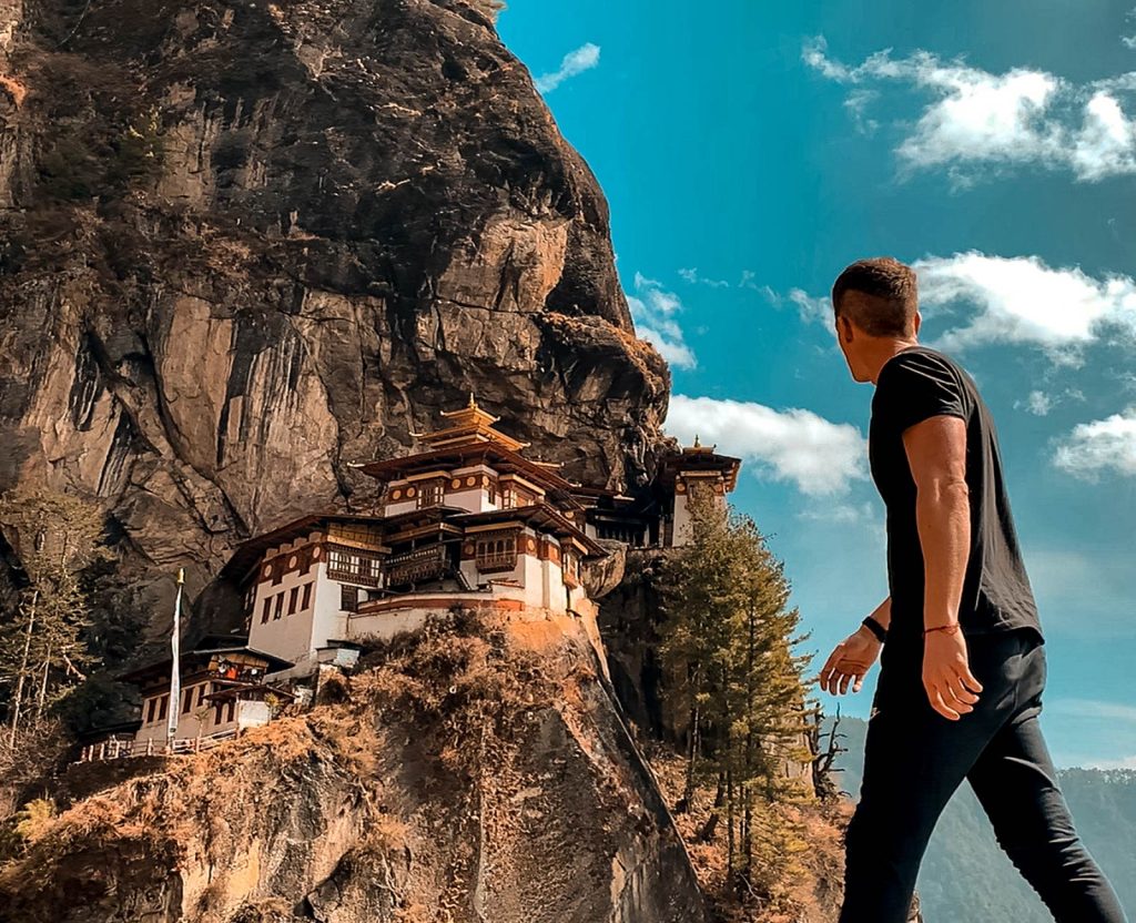 David Simpson and Paro Taktsang in Bhutan. The Tiger's Nest, Bhutan & Thailand