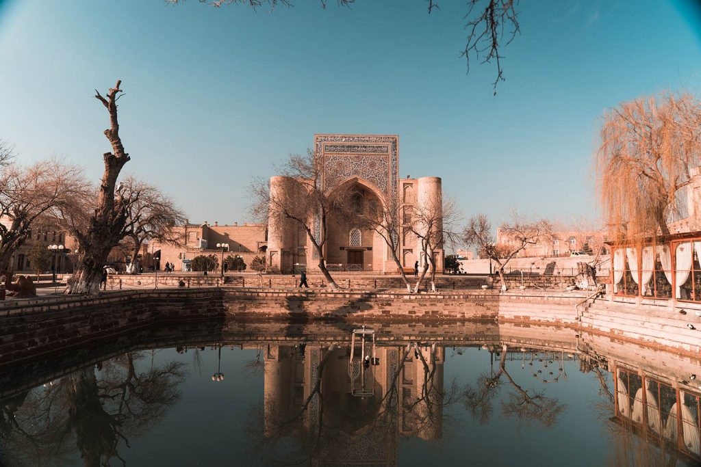 Lyab-i Hauz in Bukhara, Uzbekistan. The Central Asian series, reflection post