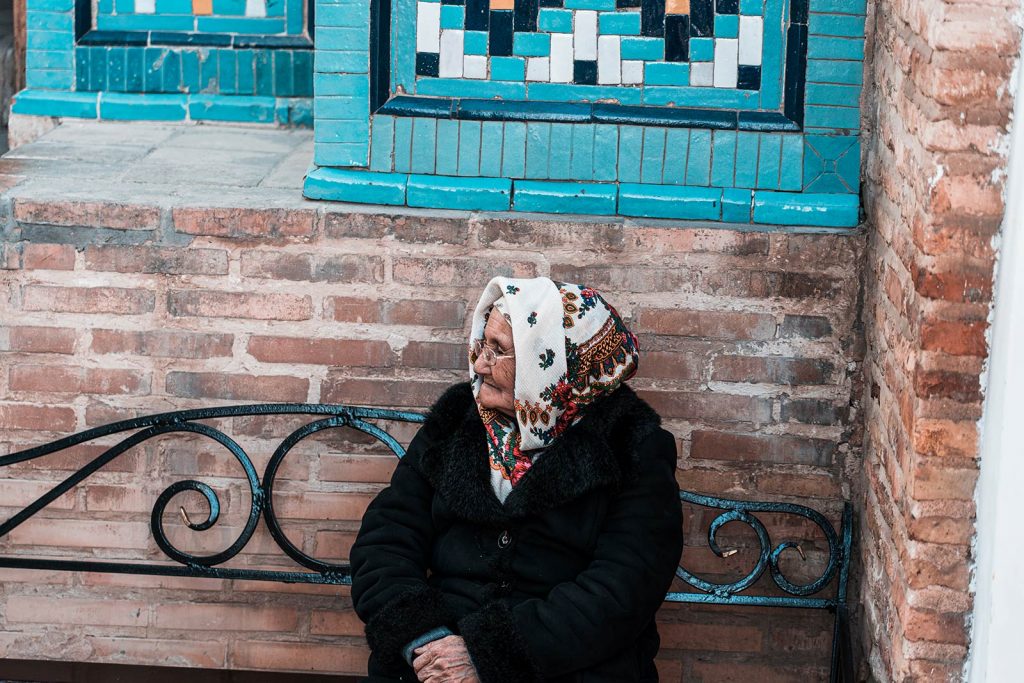 Old woman in Samarkand, Uzbekistan. A day in stunning Samarkand